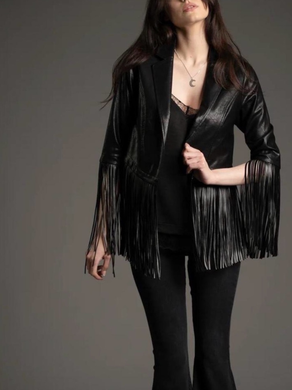 Little Lies Fringe Jagger Jacket Faux Leather Punk Goth NWT